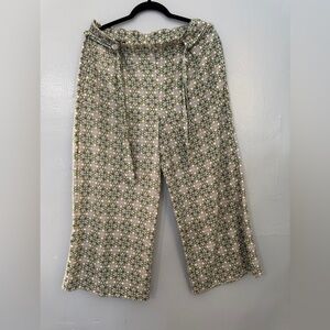 Max Studio Olive Floral Wide-Leg Pants